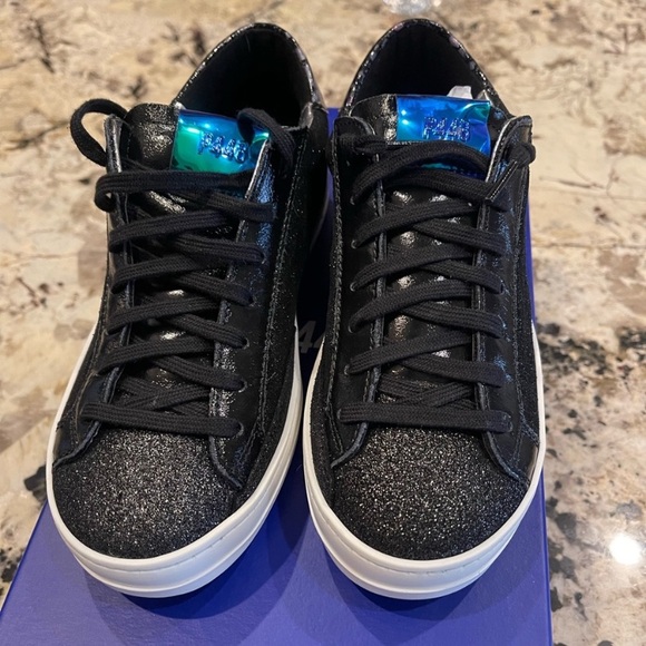 P448 Shoes - P448 John Black Glitter Sneakers